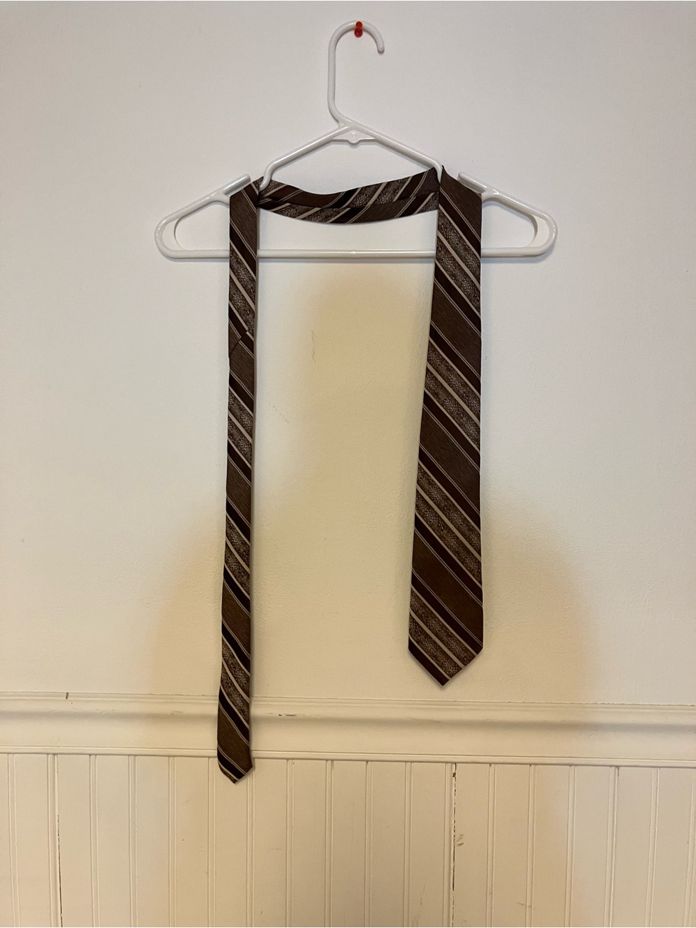 Men's Brown Diagonal Stripe Tie - Sleek Professional Look